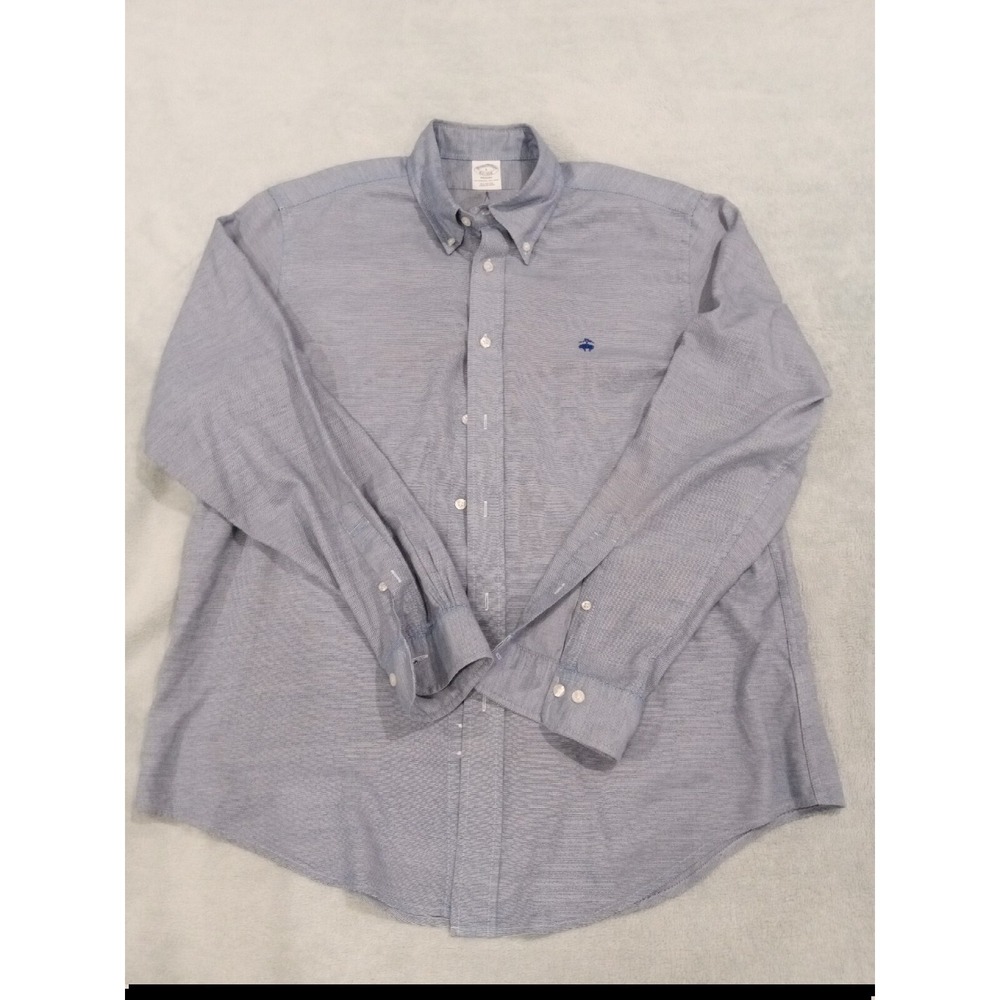 Mens Brooks Brothers Original Polo Dress Button‎ Shirt REGENT Large Blue/Purple